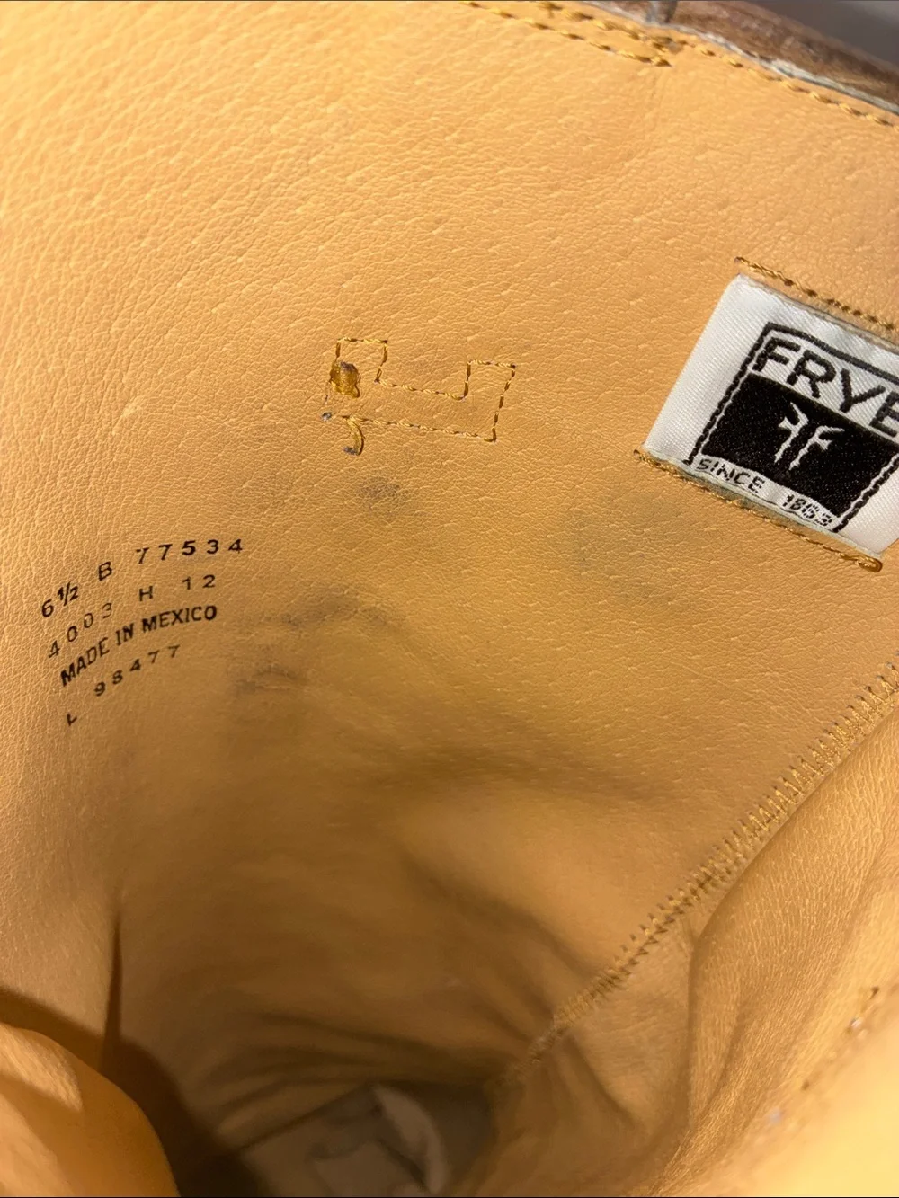 Frye Paige Tall Riding Boot featuring a distinct women’s size 6.5